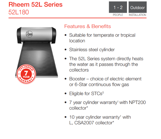 Chauffe-Eaux Rheem 180L