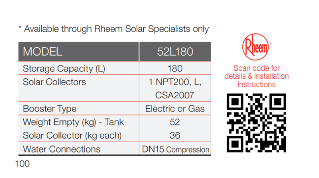 Chauffe-Eaux Rheem 180L