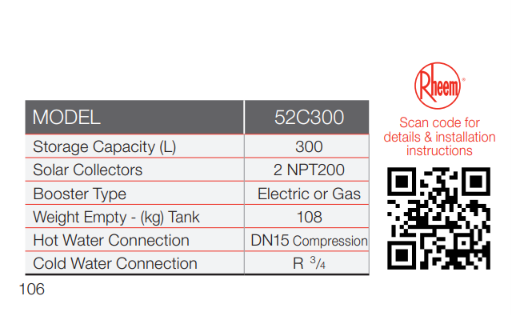 Chauffe-Eaux Rheem 300L