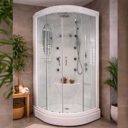 Cabine de douche aux lignes épurées