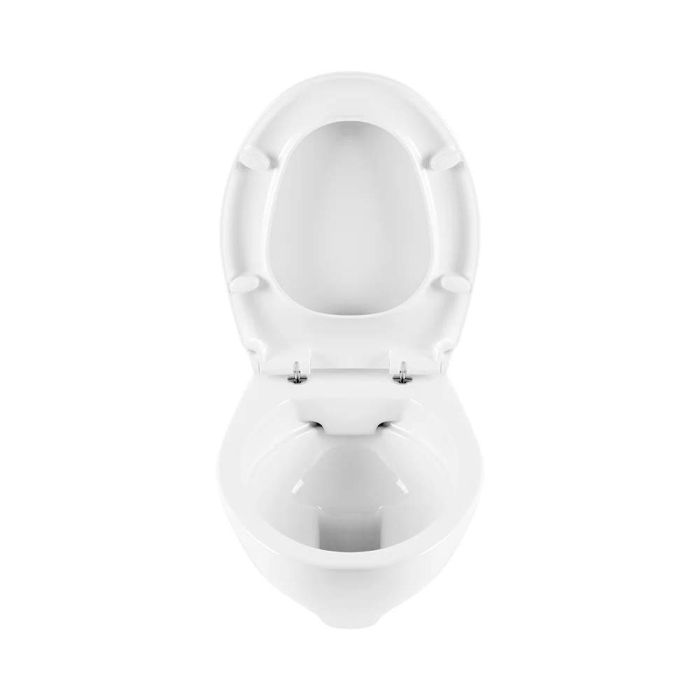 Pack WC rimflush Cetus 52 suspendue blanc sans bride (Abattant clipoff slowclose, Charnières inox) - Sanindusa